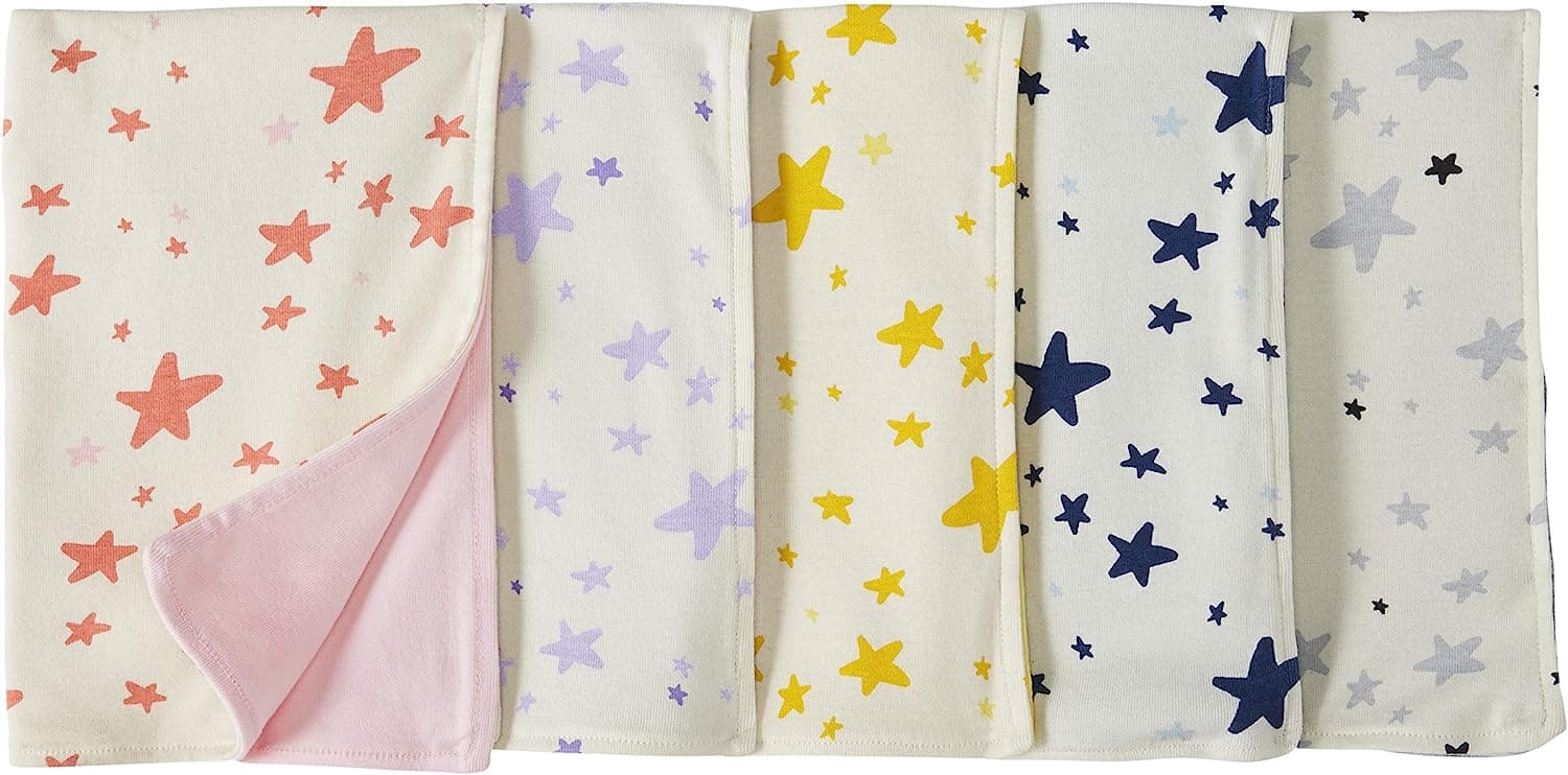 by Hanna Andersson Baby 5-Pack Organic Cotton Reversible Burp Cloth