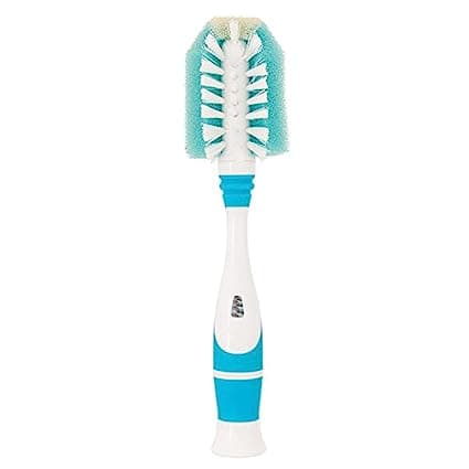 Triple Action Baby Bottle Brush with Built-in Bottle Nipple Brush