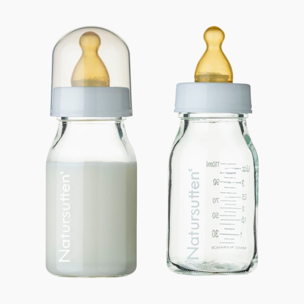 Glass Baby Feeding Bottle with Natural Rubber Nipple