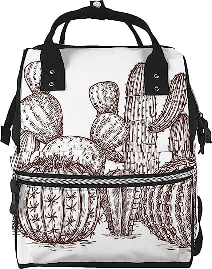 Hand Drawn Cactus Print Diaper Bag Nappy Bags Multi-Function Large Capacity Mummy Backpack For Travel