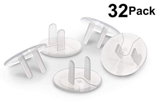 Plug Covers (32 Pack) Clear Child Proof Electrical Protector Safety Caps by Jool Baby Products