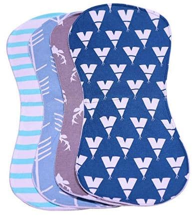 Waterproof Burp Cloths Burpy Bib Set 4 Pack Made from Organic Cotton