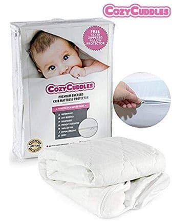 COZYCUDDLES Premium Zippered Quilted Waterproof Crib Protector Cover