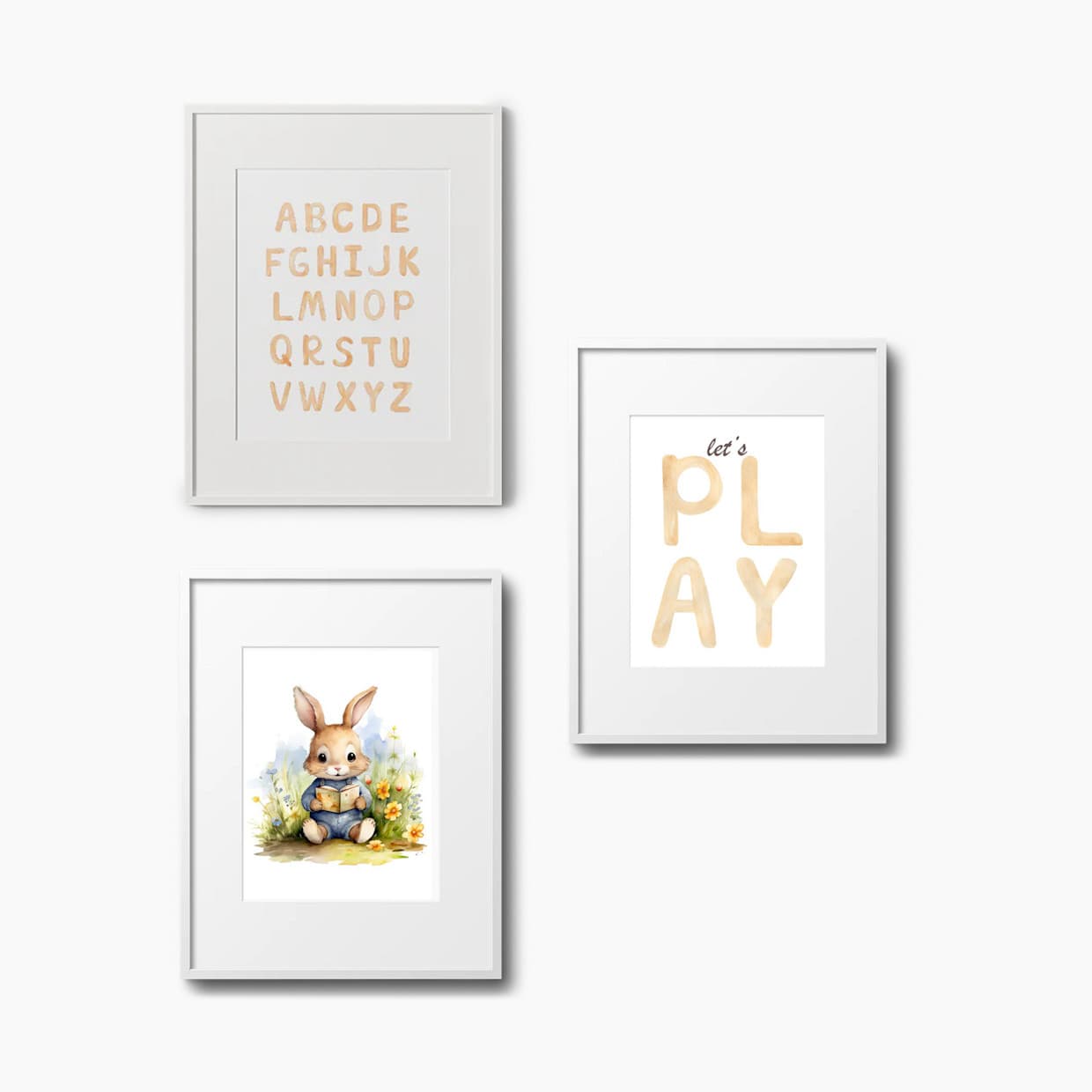 Neutral Bunny Wall Art Bundle