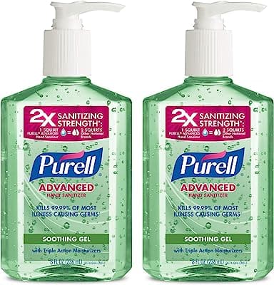 Advanced Hand Sanitizer Soothing Gel, Fresh scent, with Aloe and Vitamin E- 8 fl oz pump bottle