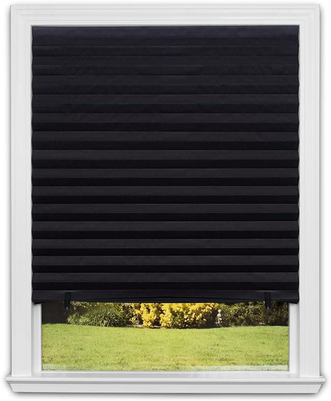 No Tools Original Blackout Pleated Paper Shade Black