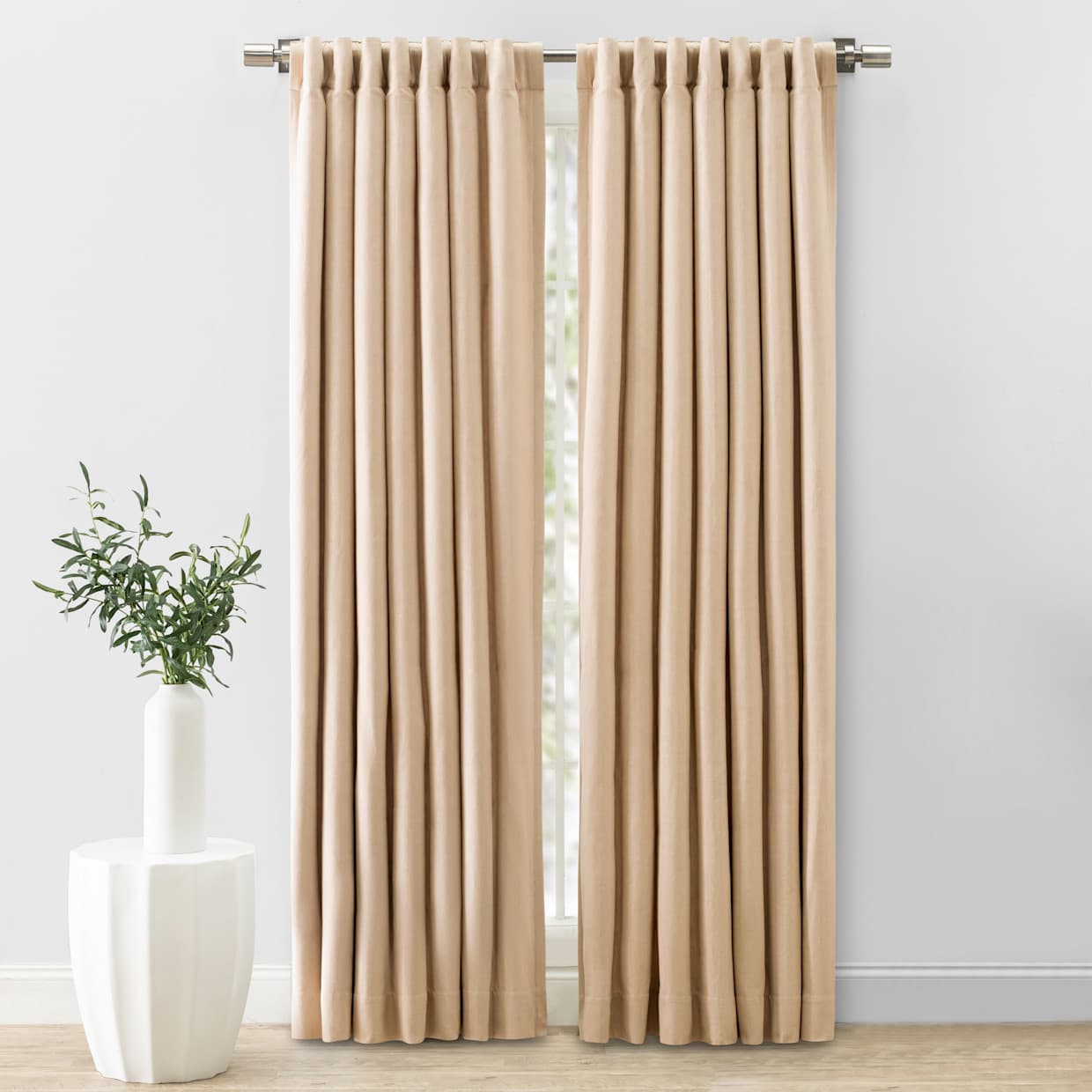 Herringbone Lined Rod Pocket w/Back Tabs Window Panel Curtain