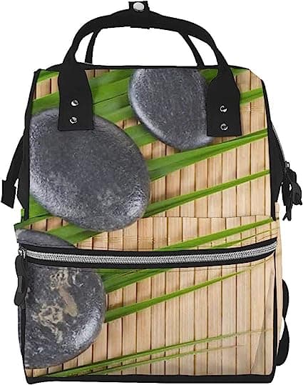 On A Bamboo Mat Printed Diaper Bag Organizing Pouches