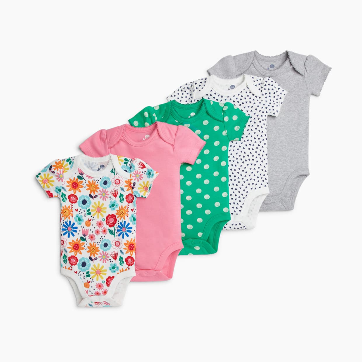 5-Pack Short Sleeve Bodysuits Printed