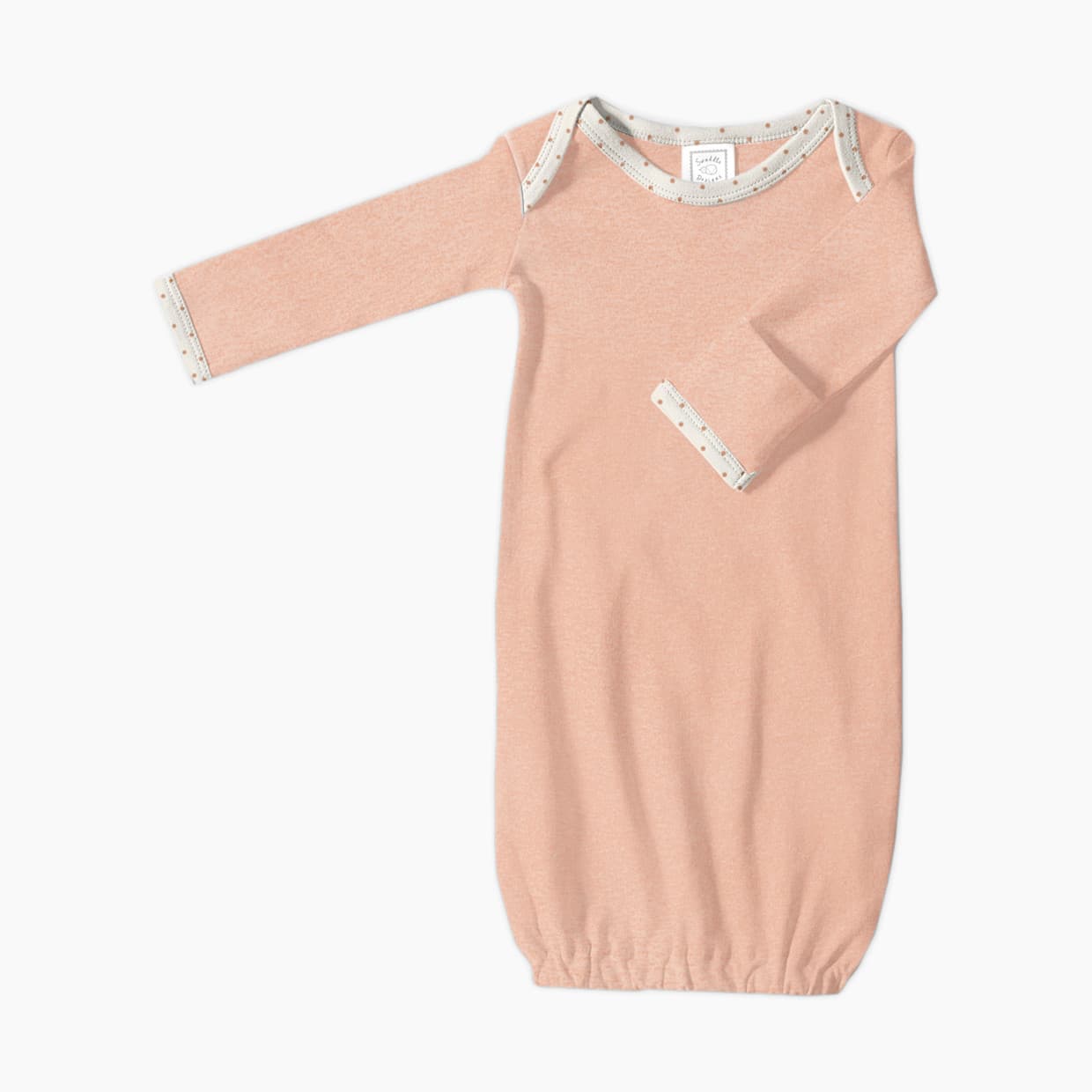 Cotton Knit Long-sleeve Pajama Gown with Mitten Cuffs