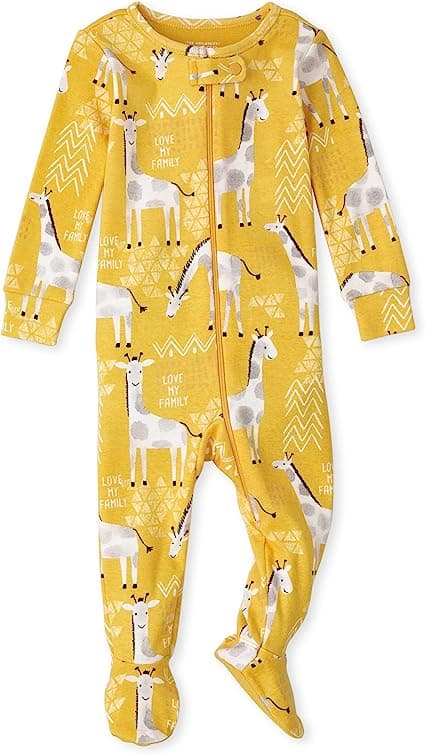 Children's Place Girls' Single Unisex Baby and Toddler Snug Fit Cotton Zip-Front One Piece Footed Pajama