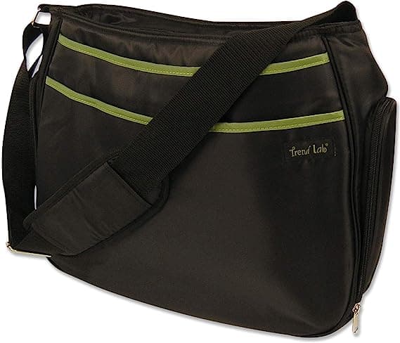 Lab Black with Avocado Ultimate Hobo Style Tote Diaper Bag with Shoulder Strap
