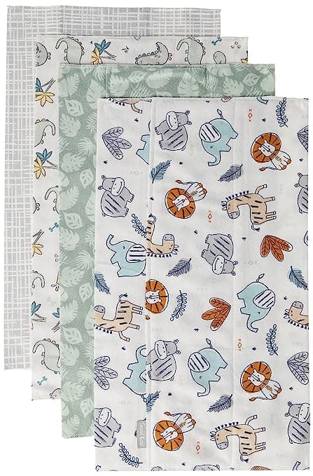 Lab Dino Safari 4 Pack Flannel Burp Cloth Set