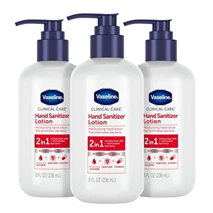 Clinical Care Hand Sanitizer Lotion 2-In-1 3 Count Hydrating Skin Care Moisturizes And Eliminates Bacteria 8 Oz