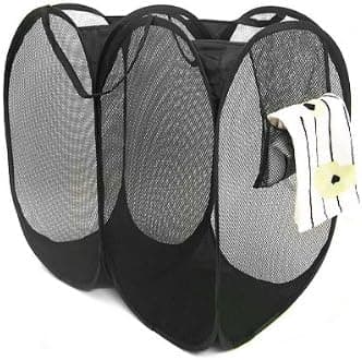 Black Double Component Pop-Up Mesh Hamper