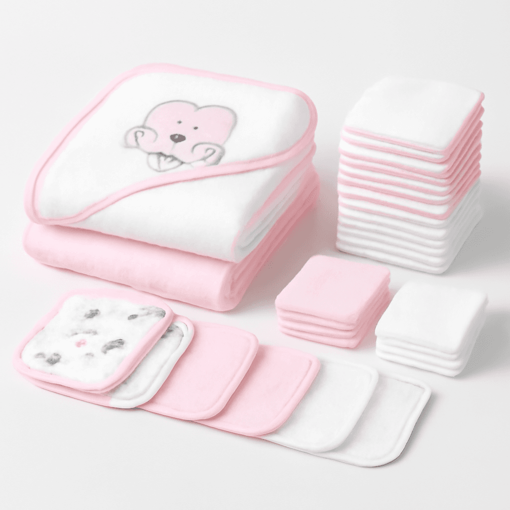 Bath Hooded Towels & Washcloths Set for Babies
