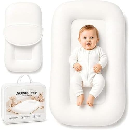 Lounger for Newborns 0-24 Months, Soft Breathable Cotton Infant Support Cushion for Tummy Time & Play, Portable Tummy Time Mat, Baby Essentials
