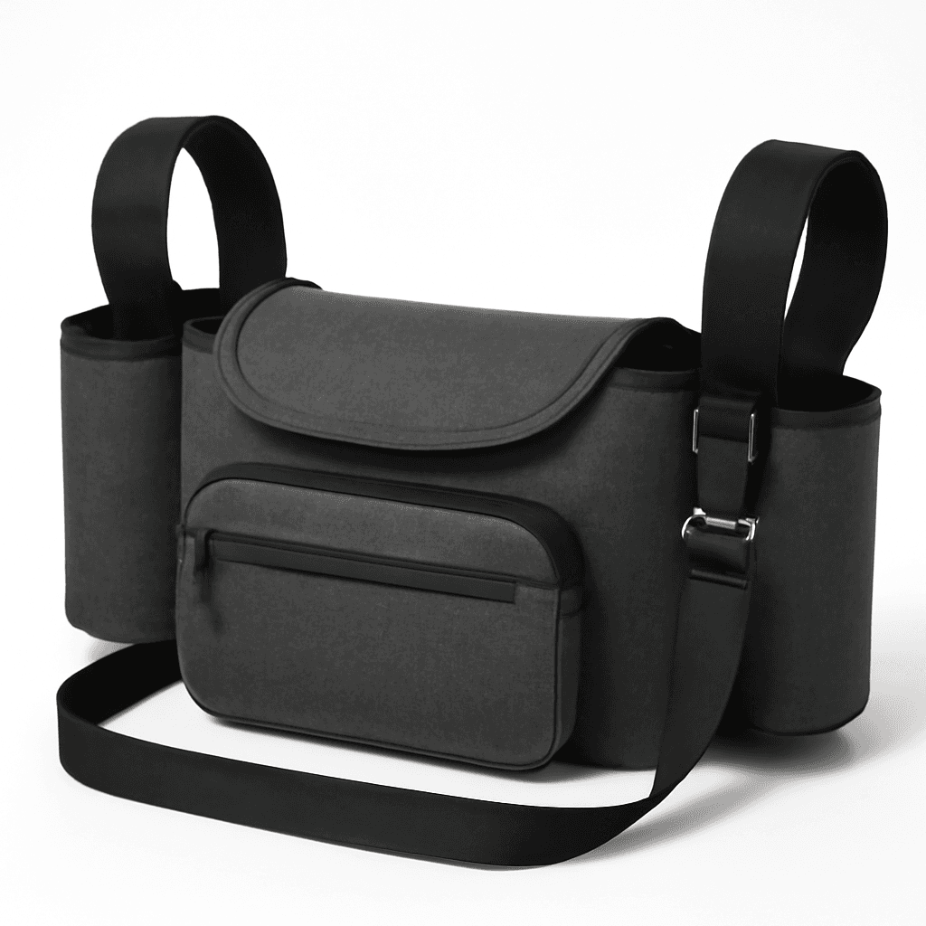 Universal Stroller Organizer with Insulated Cup Holder Detachable Phone Bag & Shoulder Strap