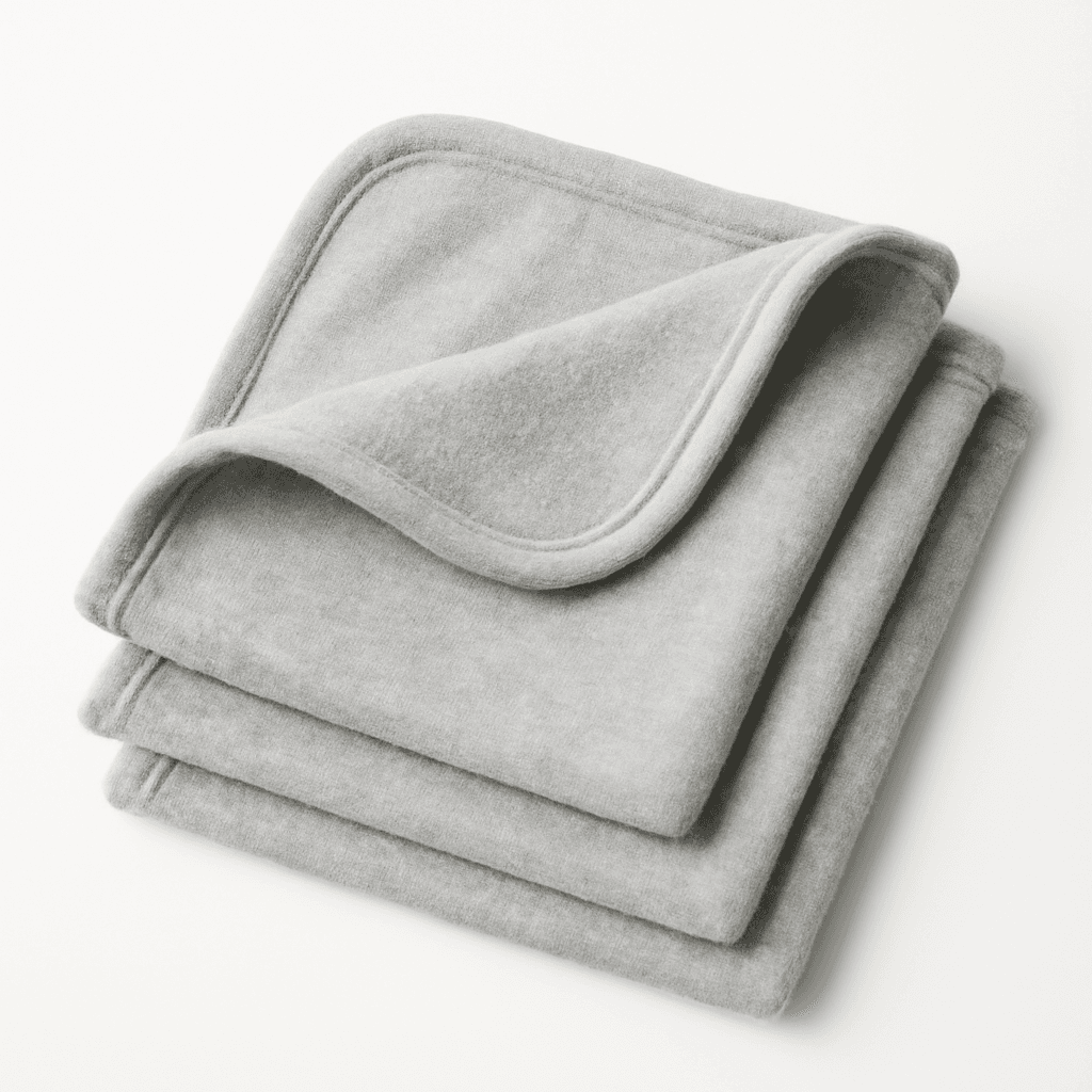 Bees Baby Set of 3 Washcloths 100 % Organic Cotton(Heather Grey)