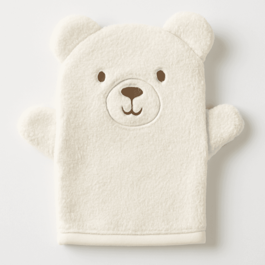 Gibson BMIT-24245 Cute Bear 100% Cotton Gender Neutral Baby Wash Cloth Bath Mitt