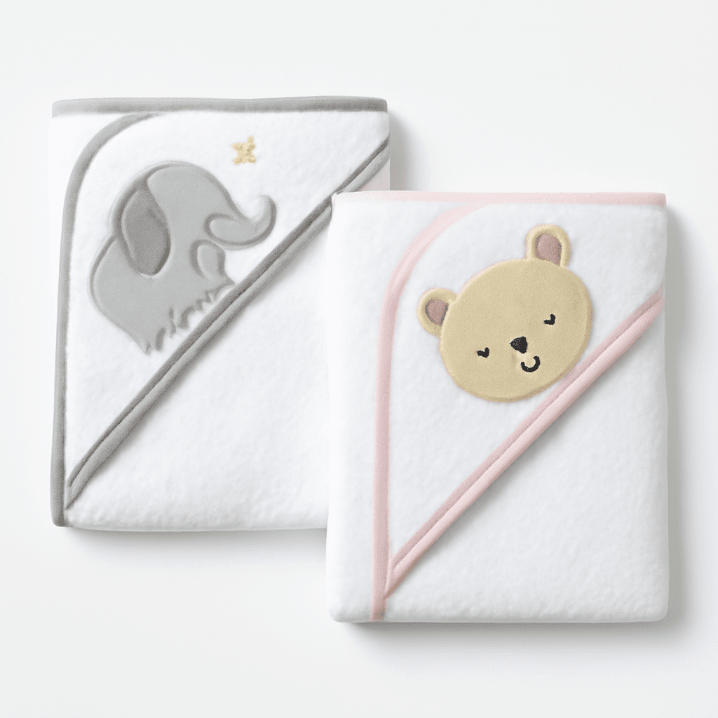 Born Boys and Girls Newborn Infant Baby Toddler 2-Piece Hooded Bath Towel