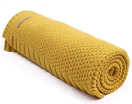 Baby Blanket Knit Toddler Blankets for Boys and Girls Mustard Yellow 40x30 Inch